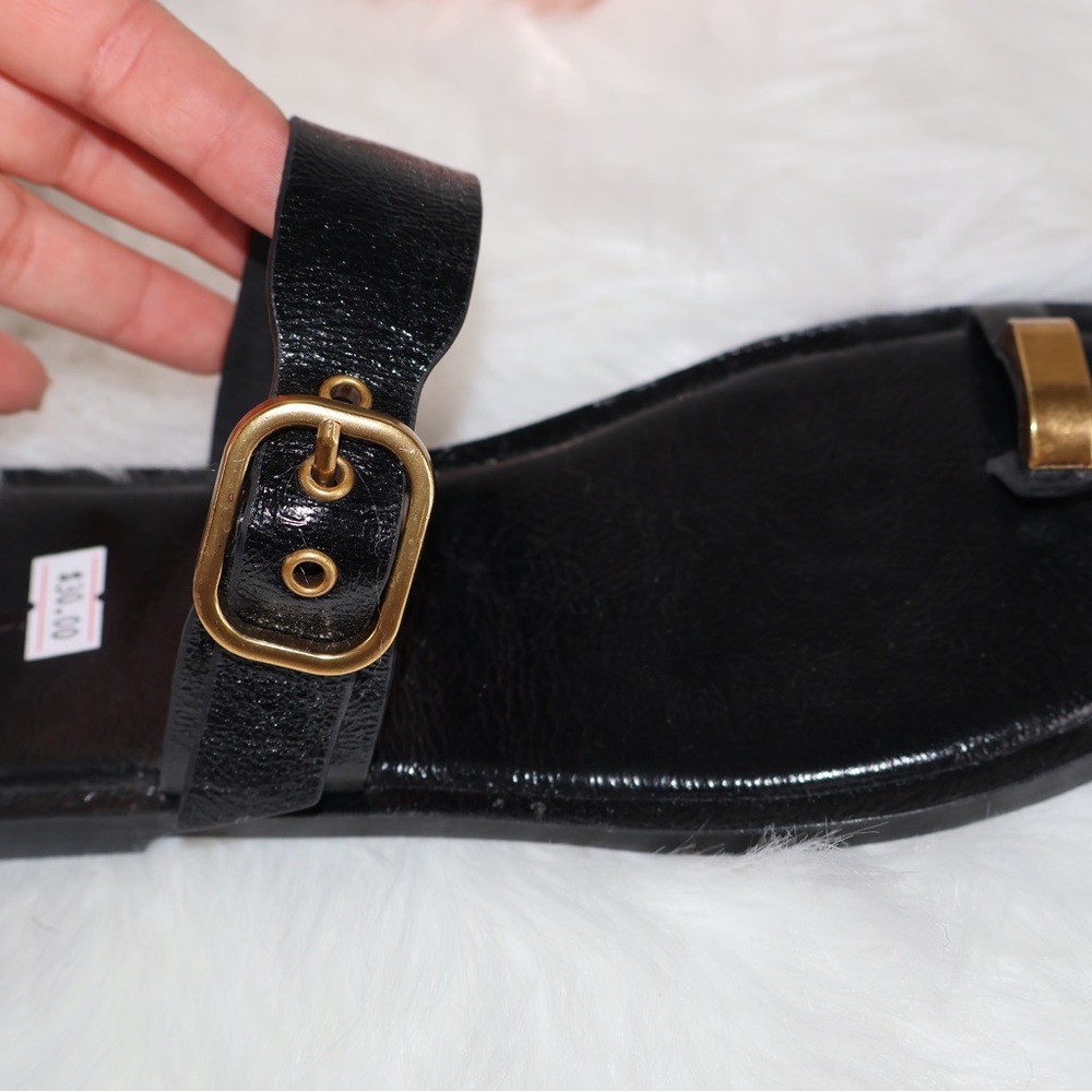 Elegant Black Sandals with Gold Accents